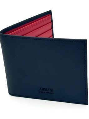 Black Saffiano Leather Bi-fold With red Wallet Authentic
